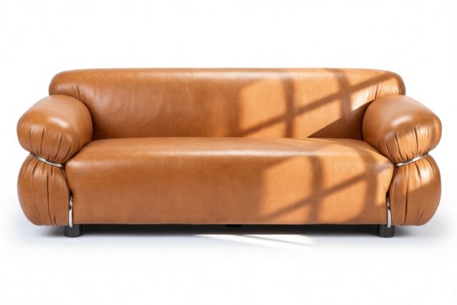 The Sesann – Chestnut Vegan Leather, Two Seater Sofa