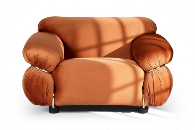 The Sesann – Apricot Velvet, Lounge Chair