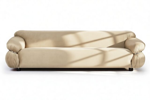 The Sesann – Eggshell Vegan Suede, Three Seater Sofa