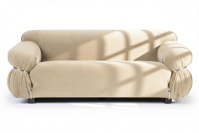 The Sesann – Eggshell Vegan Suede, Two Seater Sofa