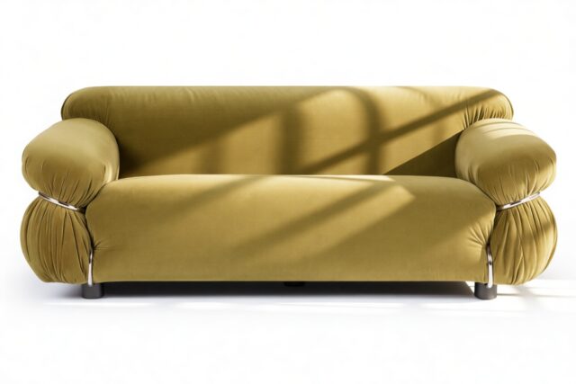 The Sesann – Olive Gold Velvet, Two Seater Sofa