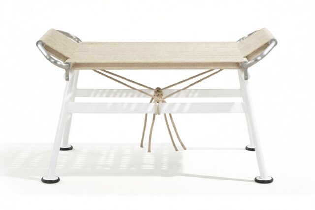 The Halyard – Ivory Premium Leather, Ottoman