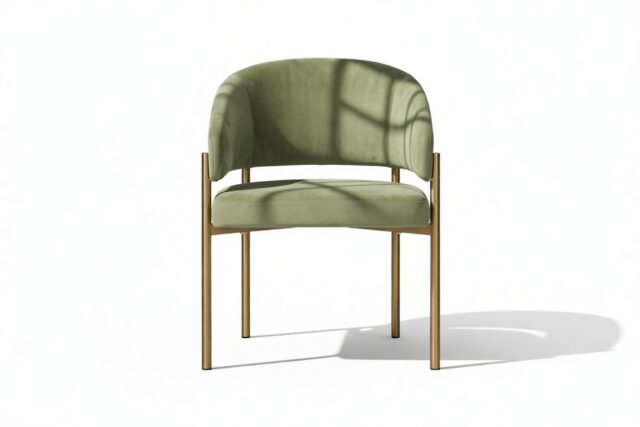 The Esther – Sage Vegan Suede and Brushed Brass, Dining Chair