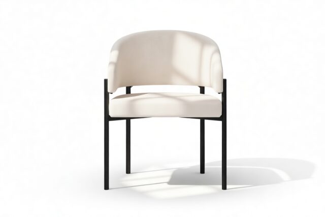 The Esther – Latte Vegan Suede and Black, Dining Chair