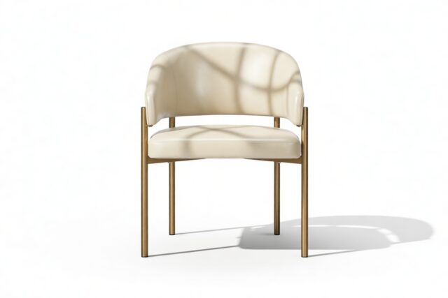 The Esther – Eggshell Vegan Leather and Brushed Brass, Dining Chair
