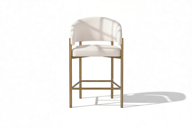 The Esther – Latte Vegan Suede and Brushed Brass, Counter Stool