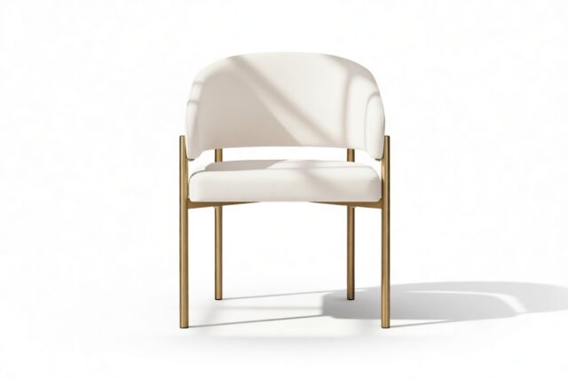 The Esther – Latte Vegan Suede and Brushed Brass, Dining Chair