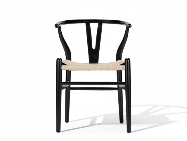 The Wish – Black with Natural Seat, Dining Chair