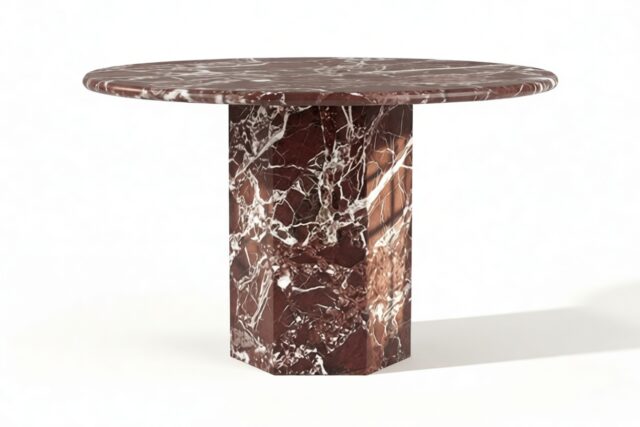 The Viola – Rosso Levanto Marble, 47in Round Dining Table