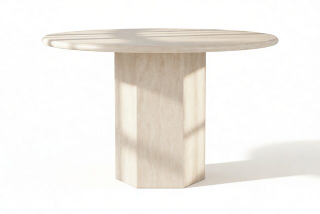 The Viola – Travertine, 47in Round Dining Table