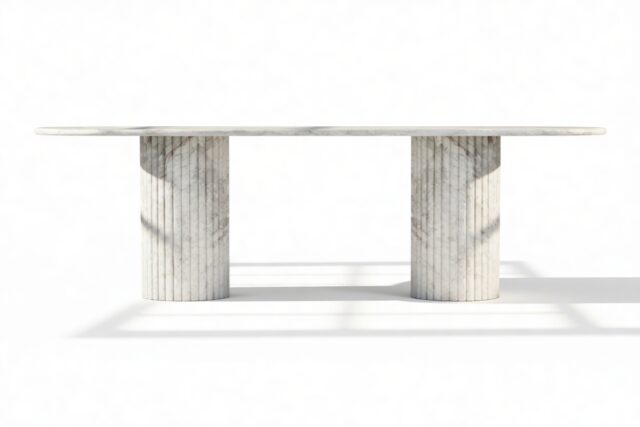 The Kronos – Orso Grigio Marble, 98in Oval Dining Table