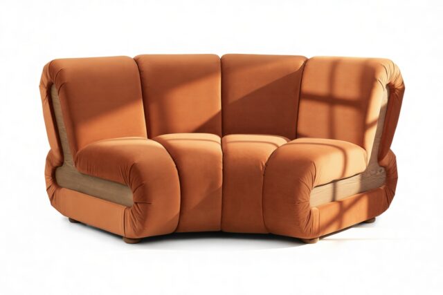 The Rivière – Russet Plush Velvet, Curved Module
