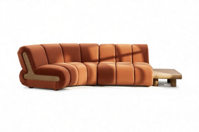 The Rivière – Russet Plush Velvet, Sectional (Left Corner)