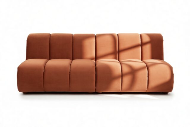 The Rivière – Russet Plush Velvet, Three Seater Sofa