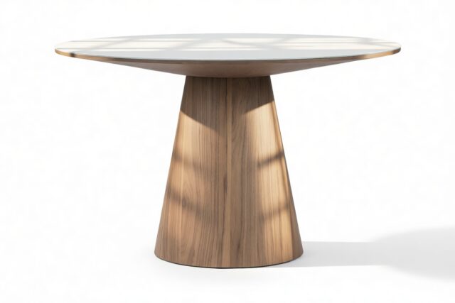 The Cellier – White and Walnut, 63in Round