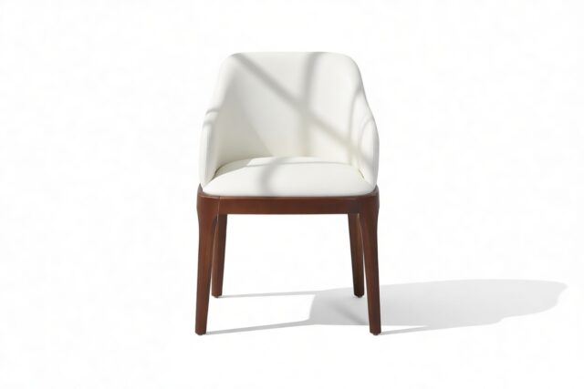 The Clair – Taupe Vegan Leather and Walnut, Armchair