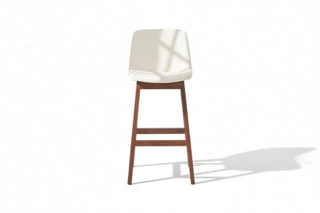 The Clair – Taupe Vegan Leather and Walnut, Bar Stool