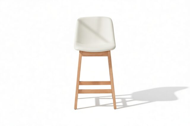 The Clair – Eggshell Vegan Leather and Natural Ash, Counter Stool