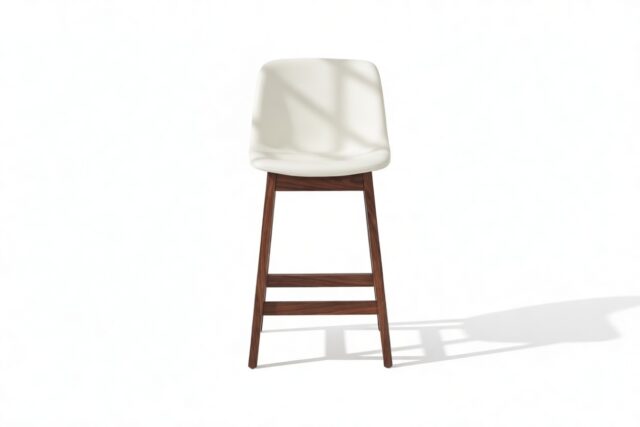 The Clair – Taupe Vegan Leather and Walnut, Counter Stool