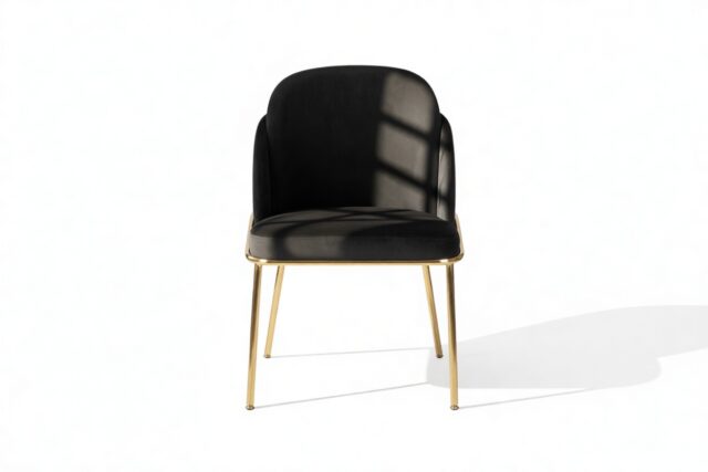 The Baruch – Black Velvet with Brass Legs, Dining Chair
