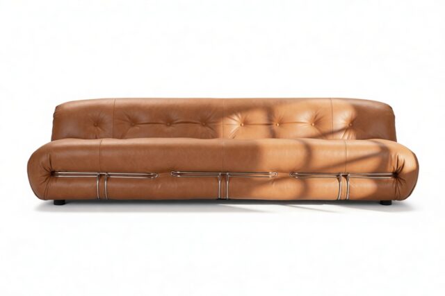 The Soriana – Chestnut Vegan Leather, Three Seater Sofa