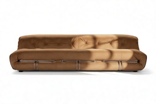 The Soriana – Brown Vegan Suede, Three Seater Sofa