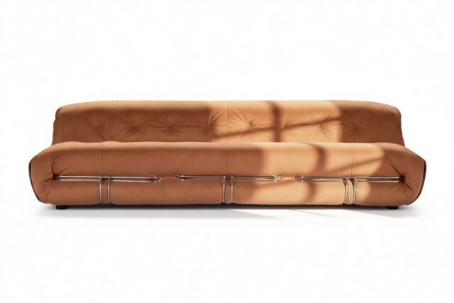 The Soriana – Burnt Orange Vegan Suede, Three Seater Sofa