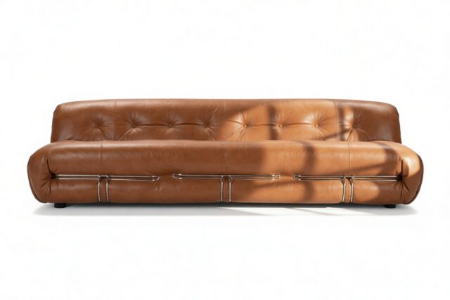 The Soriana – Tan Premium Leather, Three Seater Sofa