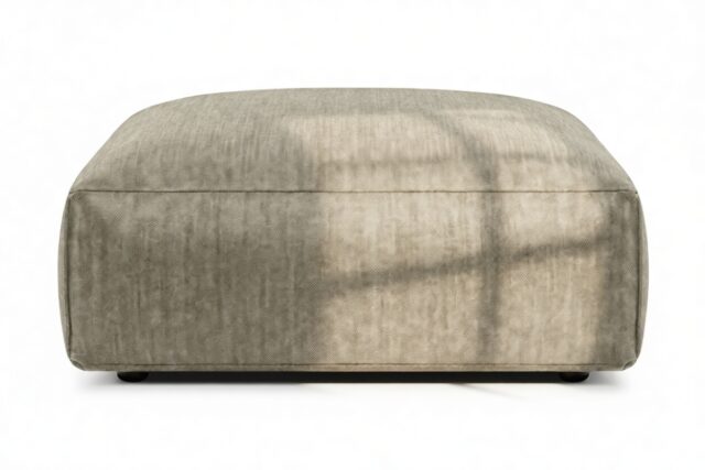 The Le Mura – Beige Gray Chenille, Ottoman