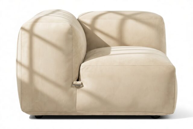 The Le Mura – Eggshell Vegan Suede, Left Arm