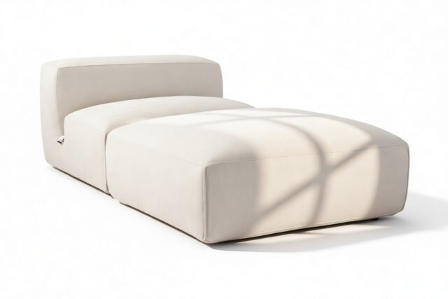 The Le Mura – Eggshell Vegan Suede, Chaise Lounge