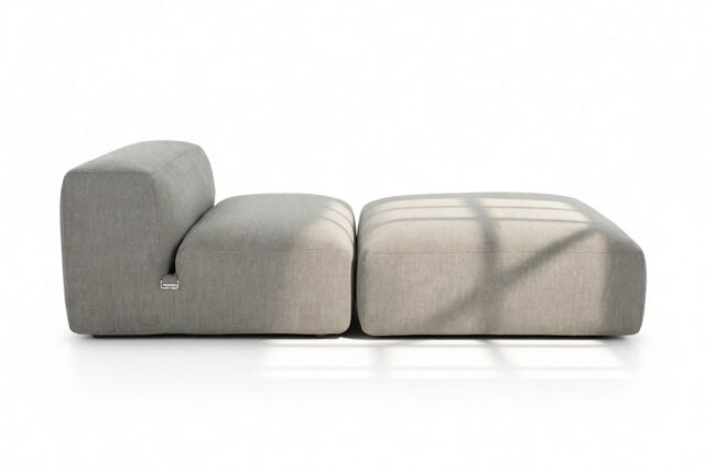 The Le Mura – Soft Gray Brushed Weave, Chaise Lounge