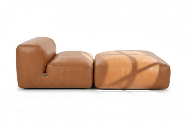 The Le Mura – Tan Vegan Leather, Chaise Lounge