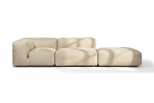 The Le Mura – Eggshell Vegan Suede, Open End Sofa (Left)
