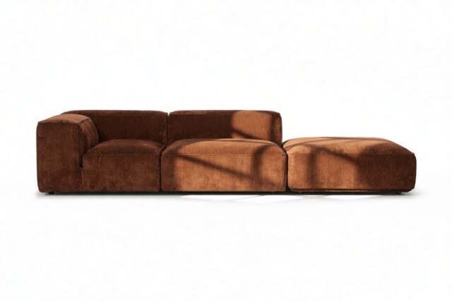 The Le Mura – Rust Chenille, Open End Sofa (Left)