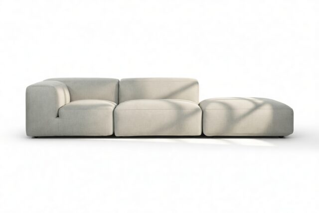The Le Mura – Soft Gray Brushed Weave, Open End Sofa (Left)