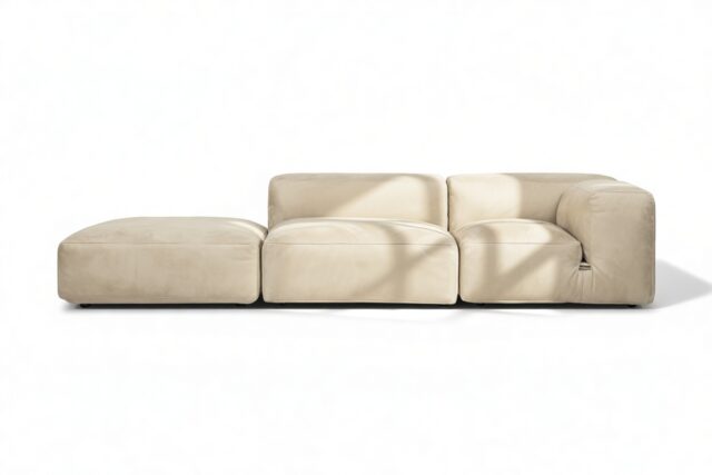The Le Mura – Eggshell Vegan Suede, Open End Sofa (Right)