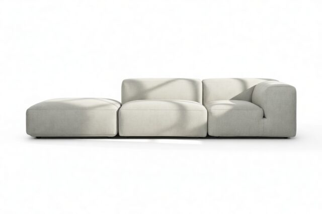The Le Mura – Soft Gray Brushed Weave, Open End Sofa (Right)