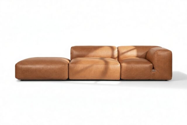 The Le Mura – Tan Vegan Leather, Open End Sofa (Right)