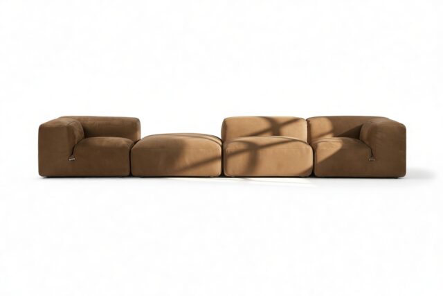 The Le Mura – Brown Vegan Suede, Four Seater (Left)