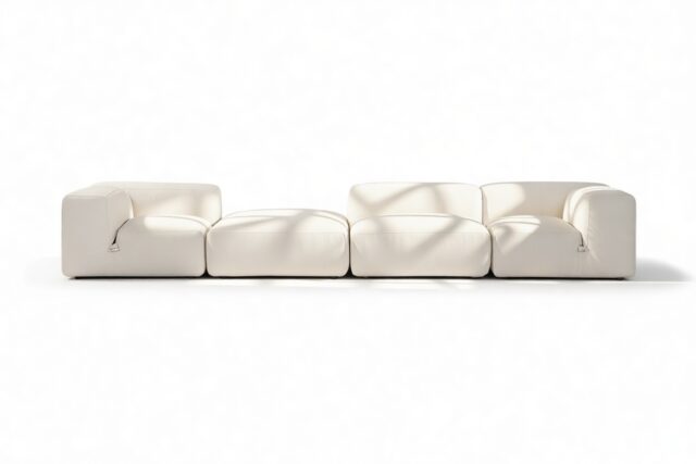 The Le Mura – Eggshell Vegan Suede, Four Seater (Left)