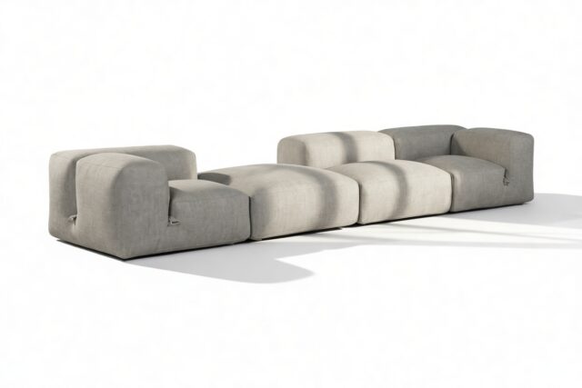 The Le Mura – Soft Gray Brushed Weave, Four Seater (Left)