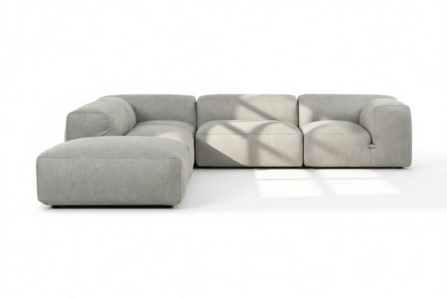 The Le Mura – Soft Gray Brushed Weave, Left Corner