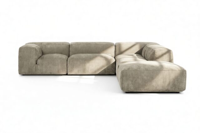 The Le Mura – Beige Gray Chenille, Right Corner