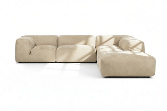 The Le Mura – Eggshell Vegan Suede, Right Corner