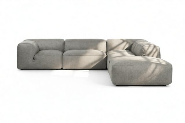 The Le Mura – Soft Gray Brushed Weave, Right Corner