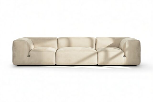 The Le Mura – Eggshell Vegan Suede, Three Seater Sofa