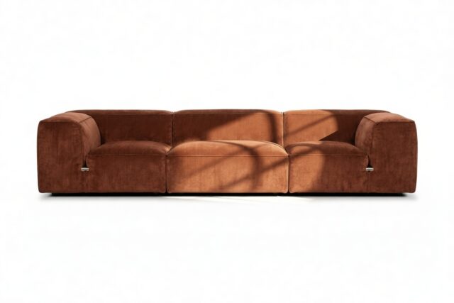 The Le Mura – Rust Chenille, Three Seater Sofa