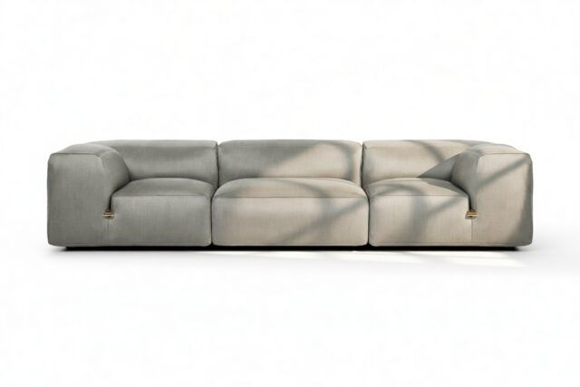 The Le Mura – Soft Gray Brushed Weave, Three Seater Sofa
