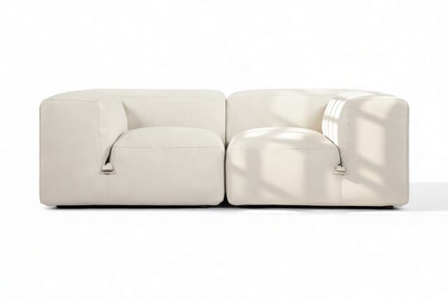 The Le Mura – Eggshell Vegan Suede, Two Seater Sofa